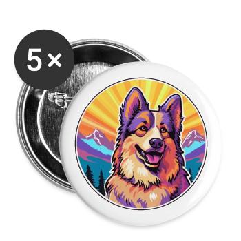 Bohemian Shepherd Dog Breed Cartoon Kawaii Waterco - Buttons large 2.2''/56 mm (5-pack) - white - Front
