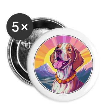 Bracco Italiano race de chien dessin animé kawaii Watercolo - Lot de 5 grands badges (56 mm) - blanc - Devant
