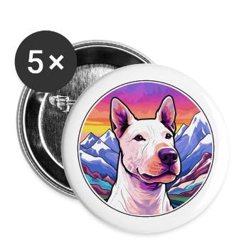 Bull Terrier chien race dessin animé Kawaii aquarelle - Lot de 5 grands badges (56 mm) - blanc - Devant