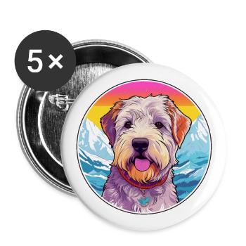 Glen Of Imaal Terrier chien race Cartoon Kawaii Wat - Lot de 5 grands badges (56 mm) - blanc - Devant