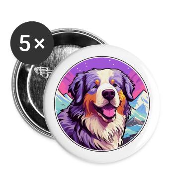 Karpaten Schäferhund Rasse Cartoon Kawaii Wasser - Buttons groß 56 mm (5er Pack) - Weiß - Vorne