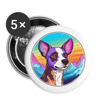 Decker Rat Terrier Chien Race Cartoon Kawaii Waterc - Lot de 5 grands badges (56 mm) - blanc - Devant