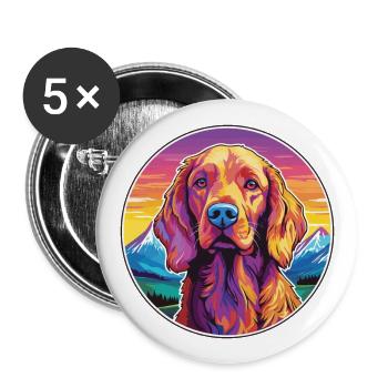 Irischer Setter Hund Rasse Cartoon Kawaii Aquarell - Buttons groß 56 mm (5er Pack) - Weiß - Vorne