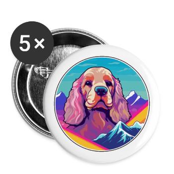 Cocker Spaniel chien race dessin animé Kawaii aquarelle - Lot de 5 grands badges (56 mm) - blanc - Devant
