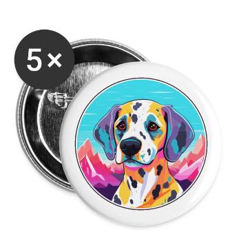 Dalmatinische Hunderasse Karikatur Kawaii Aquarell - Buttons groß 56 mm (5er Pack) - Weiß - Vorne