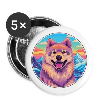 Eurasier Dog Breed Cartoon Kawaii Watercolor - Buttons large 2.2''/56 mm (5-pack) - white - Front