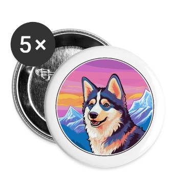 Ostsibirische Laika-Hunderasse Karikatur Kawaii-Wasser - Buttons groß 56 mm (5er Pack) - Weiß - Vorne