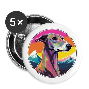 Galgo Español Hunderasse Cartoon Kawaii Aquarell - Buttons groß 56 mm (5er Pack) - Weiß - Vorne