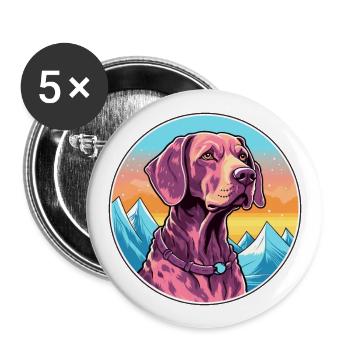 German Shorthaired Dog Breed Cartoon Kawaii Waterc - Buttons large 2.2''/56 mm (5-pack) - white - Front