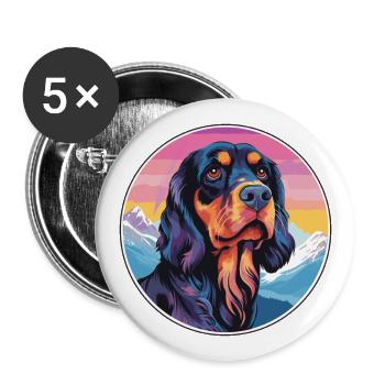 Gordon Setter chien race dessin animé Kawaii aquarelle - Lot de 5 grands badges (56 mm) - blanc - Devant