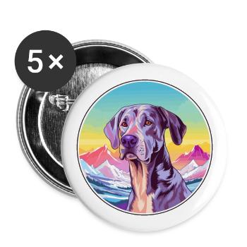 Great Dane Dog Breed Cartoon Kawaii Watercolor - Buttons large 2.2''/56 mm (5-pack) - white - Front