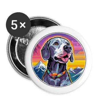 Chien gris chien race dessin animé Kawaii aquarelle - Lot de 5 grands badges (56 mm) - blanc - Devant