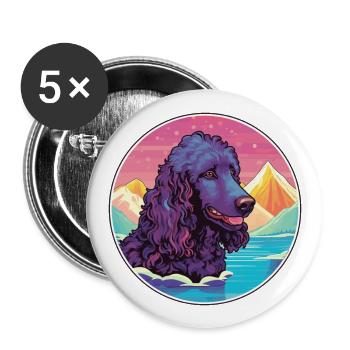 Irish Water Spaniel Dog Breed Cartoon Kawaii Water - Buttons large 2.2''/56 mm (5-pack) - white - Front