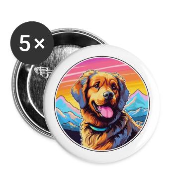 Hovawart chien race dessin animé Kawaii aquarelle - Lot de 5 grands badges (56 mm) - blanc - Devant