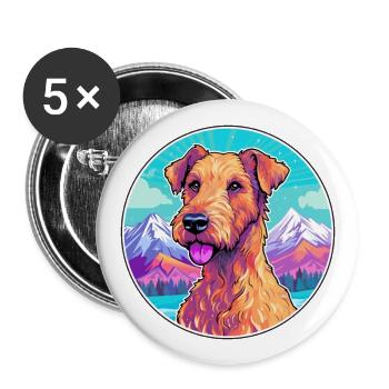 Irish Terrier Dog Breed Cartoon Kawaii Watercolor - Buttons large 2.2''/56 mm (5-pack) - white - Front