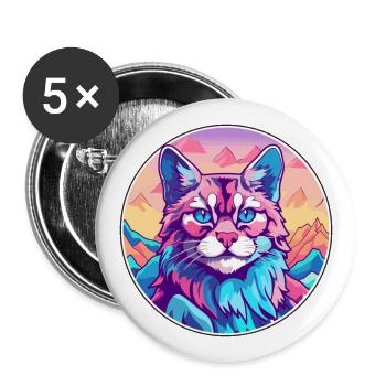Colorpoint Cat Coloré Dessin Animé Aquarelle Illustration - Lot de 5 grands badges (56 mm) - blanc - Devant