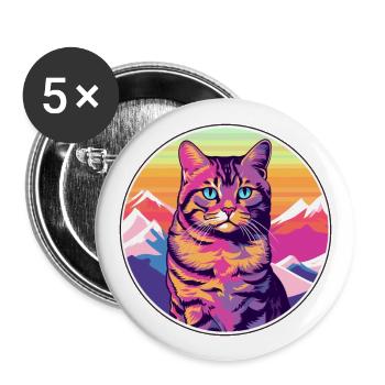 Havanna Braune Katze Bunte Karikatur Aquarell Illus - Buttons groß 56 mm (5er Pack) - Weiß - Vorne