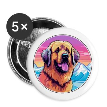 Leonberger Dog Breed Cartoon Kawaii Watercolor - Buttons large 2.2''/56 mm (5-pack) - white - Front