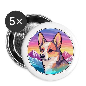 Norwegische Lundehund Hunderasse Cartoon Kawaii Wasser - Buttons groß 56 mm (5er Pack) - Weiß - Vorne