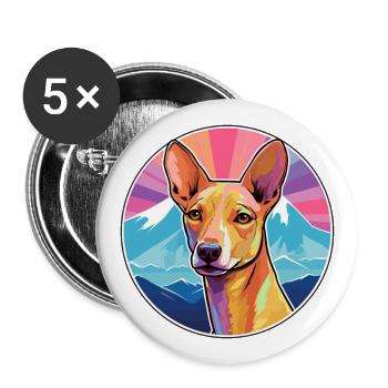 Podenco Canario Dog Breed Cartoon Kawaii Watercolo - Buttons large 2.2''/56 mm (5-pack) - white - Front