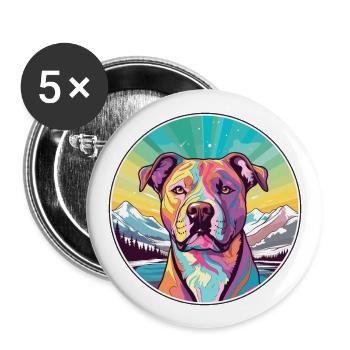 Pitbull Dog Breed Cartoon Kawaii Watercolor - Buttons large 2.2''/56 mm (5-pack) - white - Front