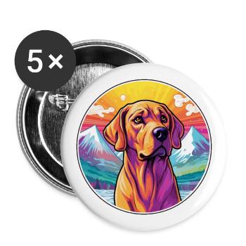 Rhodesian Ridgeback chien race dessin animé Kawaii eau - Lot de 5 grands badges (56 mm) - blanc - Devant