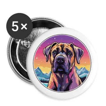 Perro de Presa Canario Hunderasse Cartoon Kawaii Wa - Buttons groß 56 mm (5er Pack) - Weiß - Vorne