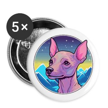 Mexikanische haarlose Hunderasse Cartoon Kawaii Watercol - Buttons groß 56 mm (5er Pack) - Weiß - Vorne