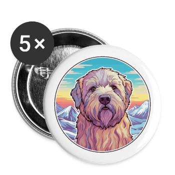 Soft Coated Wheaten Terrier Dog Breed Cartoon Kawa - Buttons large 2.2''/56 mm (5-pack) - white - Front