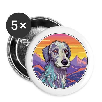 Scottish Deerhound Dog Breed Cartoon Kawaii Waterc - Buttons large 2.2''/56 mm (5-pack) - white - Front