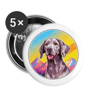 Slowakische rauhaarige Vorstehhunderasse Cartoon K - Buttons groß 56 mm (5er Pack) - Weiß - Vorne
