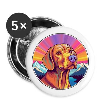 Vizsla Dog Breed Cartoon Kawaii Watercolor - Buttons large 2.2''/56 mm (5-pack) - white - Front