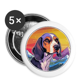 Treeing Walker Coonhound Dog Breed Cartoon Kawaii - Buttons large 2.2''/56 mm (5-pack) - white - Front