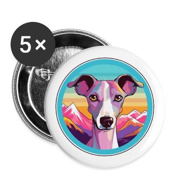 Whippet Hund Rasse Cartoon Kawaii Aquarell - Buttons groß 56 mm (5er Pack) - Weiß - Vorne