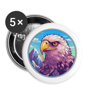 Hawk Watercolor Cartoon Kawaii Pet Animal Colorful - Buttons large 2.2''/56 mm (5-pack) - white - Front