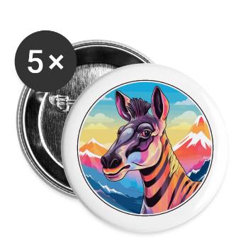 Okapi Watercolor Cartoon Kawaii Pet Animal Colorfu - Buttons large 2.2''/56 mm (5-pack) - white - Front