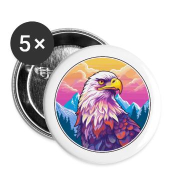 Falke Aquarell Karikatur Kawaii Haustier Tier Farbe - Buttons groß 56 mm (5er Pack) - Weiß - Vorne