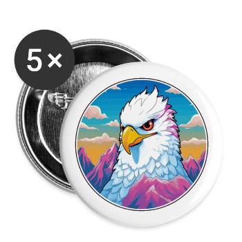 Cacatoès aquarelle dessin animé kawaii animal de compagnie animal Colo - Lot de 5 grands badges (56 mm) - blanc - Devant