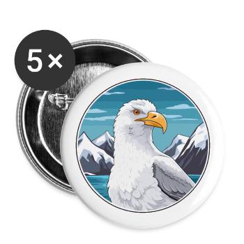 Seagull Watercolor Cartoon Kawaii Pet Animal Color - Buttons large 2.2''/56 mm (5-pack) - white - Front