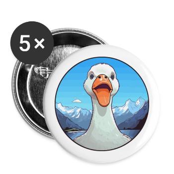 Goose Watercolor Cartoon Kawaii Pet Animal Colorfu - Buttons large 2.2''/56 mm (5-pack) - white - Front