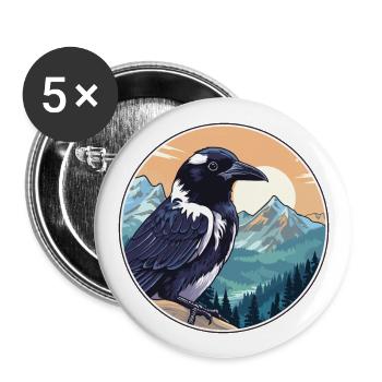 Elster Aquarell Karikatur Kawaii Haustier Tier Farbe - Buttons groß 56 mm (5er Pack) - Weiß - Vorne