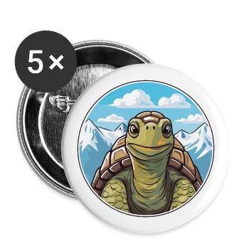Schildkröte Aquarell Karikatur Kawaii Haustier Tier Farbe - Buttons groß 56 mm (5er Pack) - Weiß - Vorne