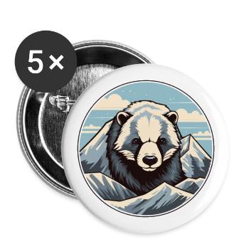 Badger Watercolor Cartoon Kawaii Pet Animal Colorf - Buttons large 2.2''/56 mm (5-pack) - white - Front