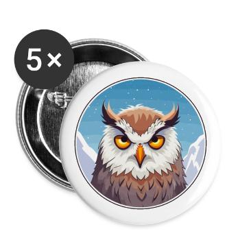 Owl Watercolor Cartoon Kawaii Pet Animal Colorful - Buttons large 2.2''/56 mm (5-pack) - white - Front