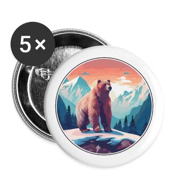 Bär Aquarell Karikatur Kawaii Haustier Tier Bunt - Buttons groß 56 mm (5er Pack) - Weiß - Vorne