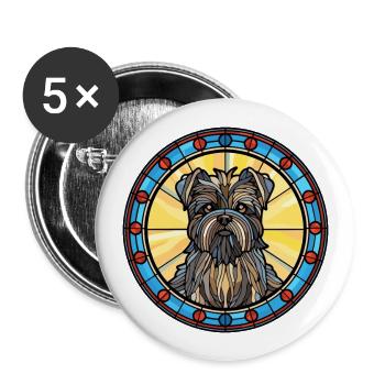 Affenpinscher chien race vitrail coloré Wat - Lot de 5 grands badges (56 mm) - blanc - Devant