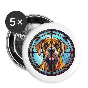 Mastiff alpin chien race vitrail coloré Wa - Lot de 5 grands badges (56 mm) - blanc - Devant