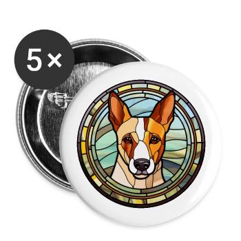 Basenji Dog Breed Stained Glass Colorful Watercolo - Buttons large 2.2''/56 mm (5-pack) - white - Front