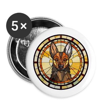 Belge Groenendael chien race vitrail Colorf - Lot de 5 grands badges (56 mm) - blanc - Devant