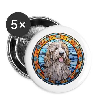 Bergamasco Schäferhund Rasse Buntglas Colorf - Buttons groß 56 mm (5er Pack) - Weiß - Vorne
